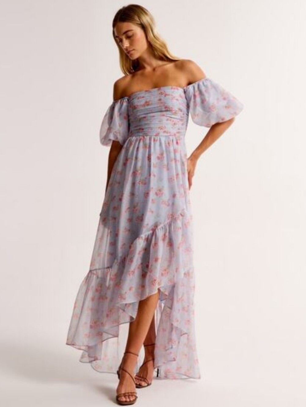Abercrombie & Fitch Emerson Drama Maxi Dress Off-The-Shoulder Floral Ruffle XLP